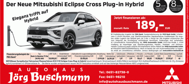 Aktion Mitsubishi Eclipse Cross Plug-In Hybrid